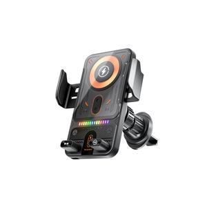15W 車載ワイヤレス充電器、ライト付き回転式車載スマホホルダー、iPhone 15 14 13 12 11 Pro Max Samsung Galaxy S23 Ultra S22 S21 S20用アクセサリー
