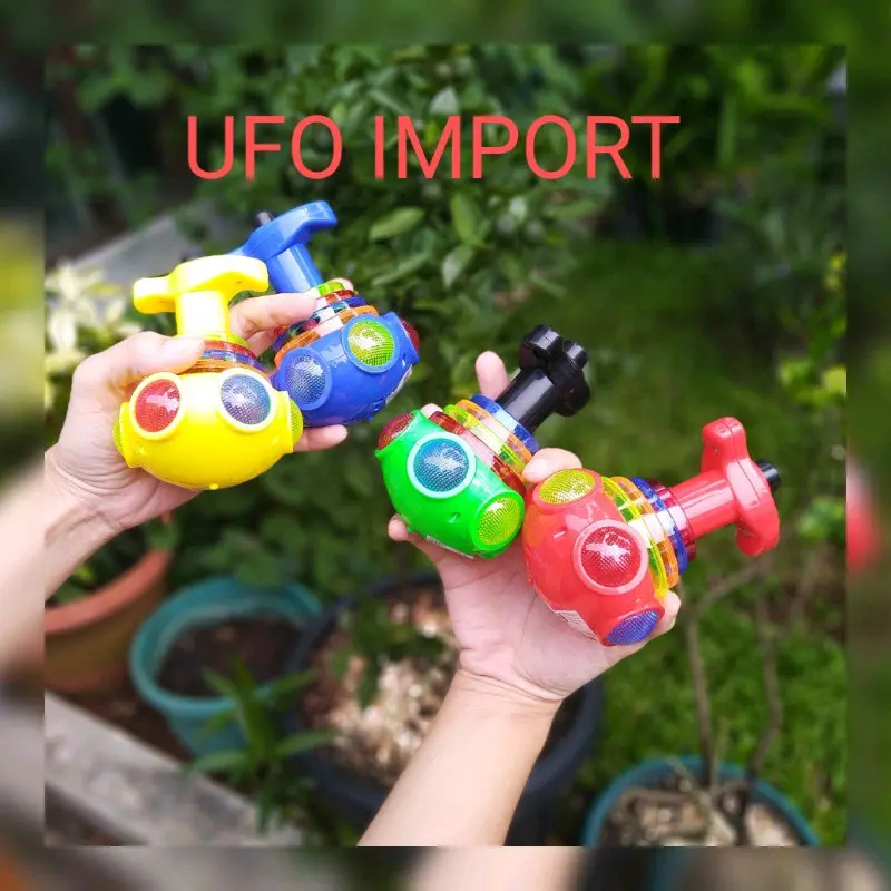 mainan gasing led plus music Laba-laba spiderman SpongeBob doraemon iron man captain AMERIKA bola Gyroscop ufo flasing hello kitty bebek unicorn hadiah anak mainan tradisional gading led bercahaya 2
