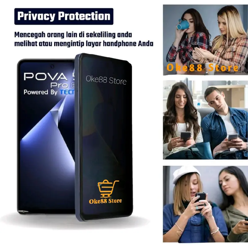 Tempered Glass Anti Spy Tecno Pova 5 5 Pro 5G 4 4 Pro Neo 3 Neo 2 Neo Tecno Camon 19 Pro 20 20 Pro 20 Pro 5G 20 Premier 5G Pelindung Layar Anti Intip Privacy Anti Gores Full Layar Handphone Metal 3