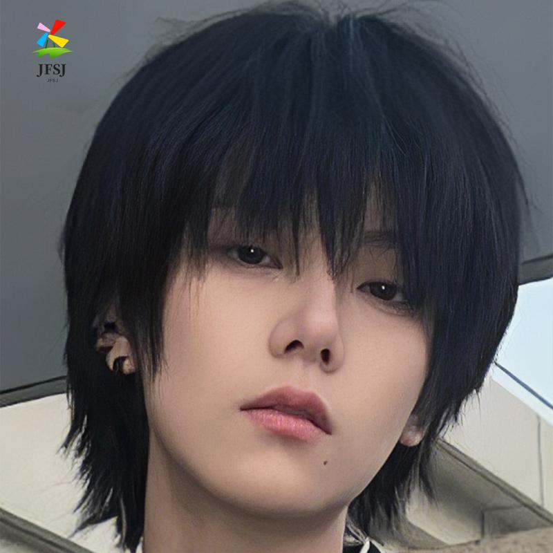Product Introduction of Wig Ekor Serigala untuk Pria, Kepala Mullet Gaya Jepang, Poni Sedikit Terbagi, Alat Peraga Foto Gaya Anime, Penutup Rambut Kepala Penuh Halus 5