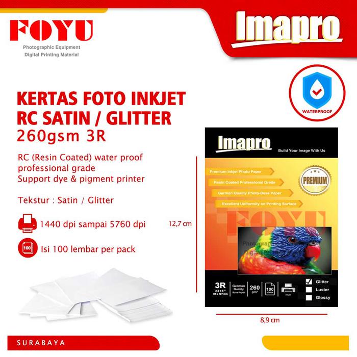 Gambar Kertas Foto Inkjet Imapro Professional RC Satin Glitter 260gsm 3R Camera dari Foyu Photo Kota Administrasi Jakarta Selatan Tokopedia