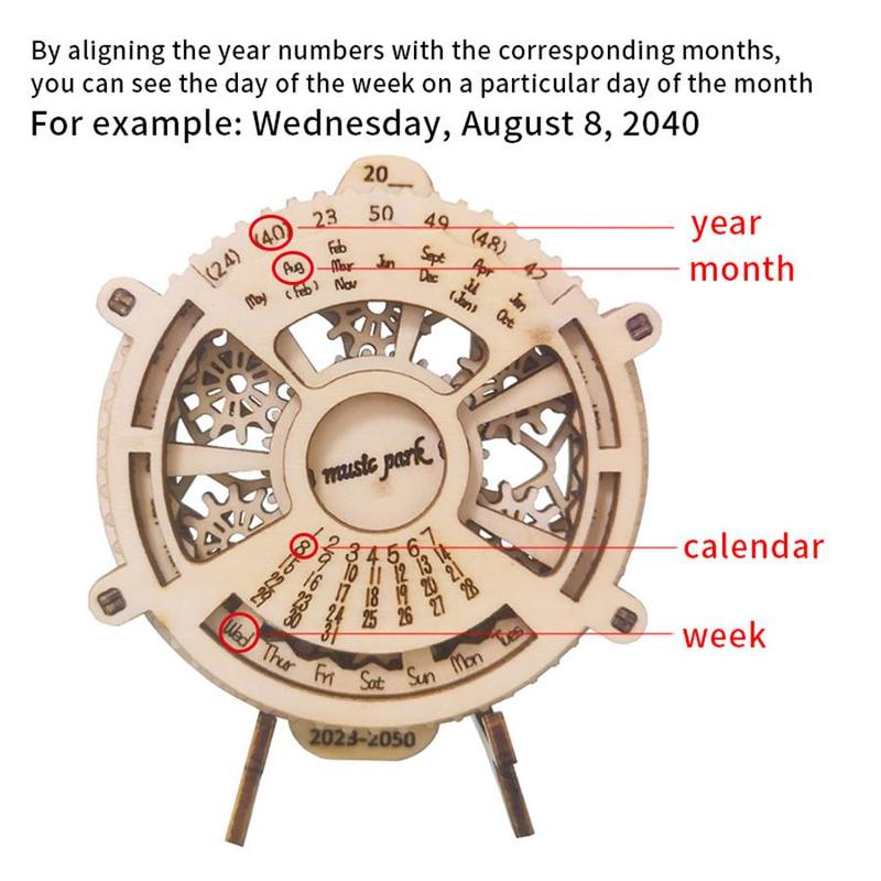 3D Wooden Perpetual Calendar Puzzles for Adults, 1 Count Mechanical Model Kits To Build Engineering Toys Supplies, Creative Birthday and Holiday Gift Options 1