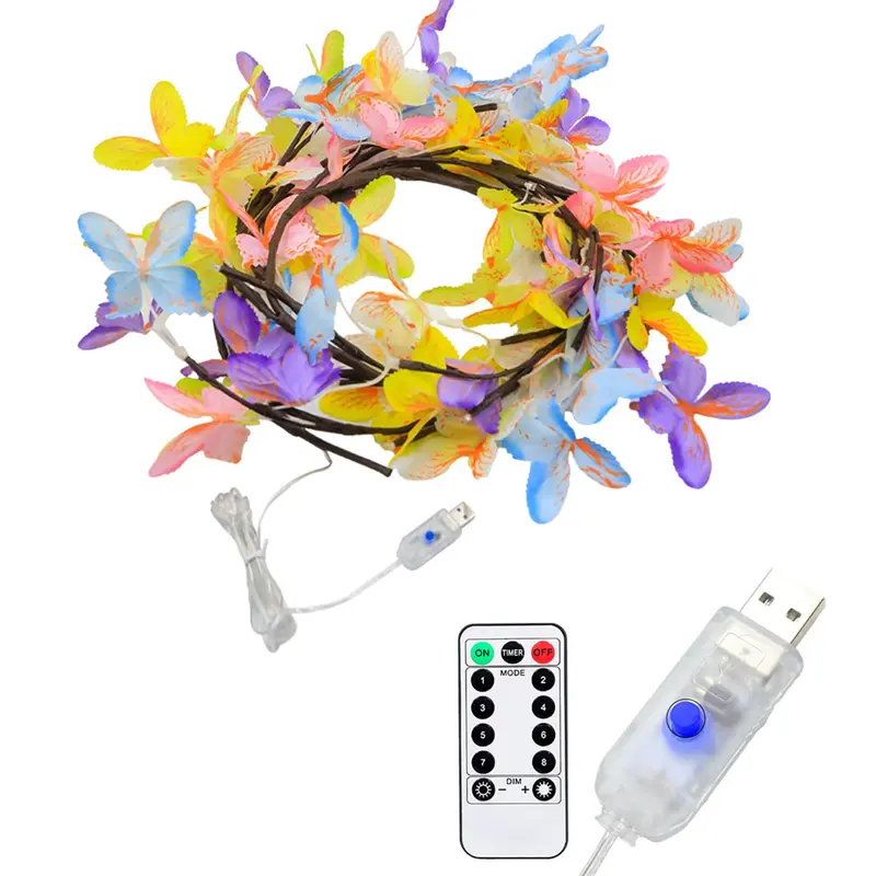 LED Butterfly Willow Vine Fairy String Light, 1 Count USB Powered String Light with 8 Lighting Modes & Remote Control, Decorative Light for Home Party Wedding 7