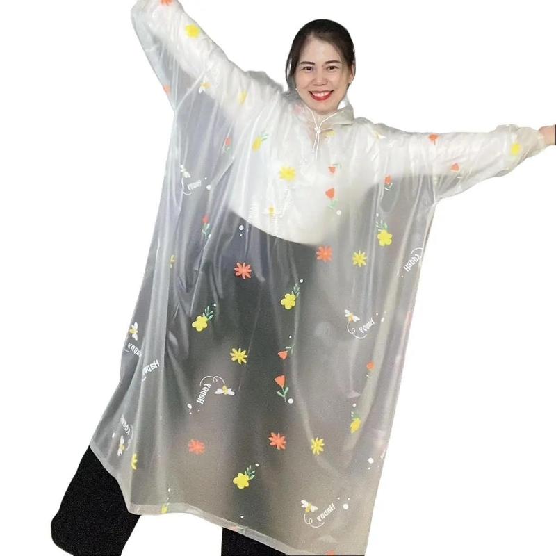 Áo mưa bít hoa nhí PVC nhựa nhũ dẻo mỏng nhẹ và dai độ bền cao Chống nước chống gió áo mưa 1 người xe máy áo mưa dài toàn thân cho nữ áo mưa người lớn di xe máy