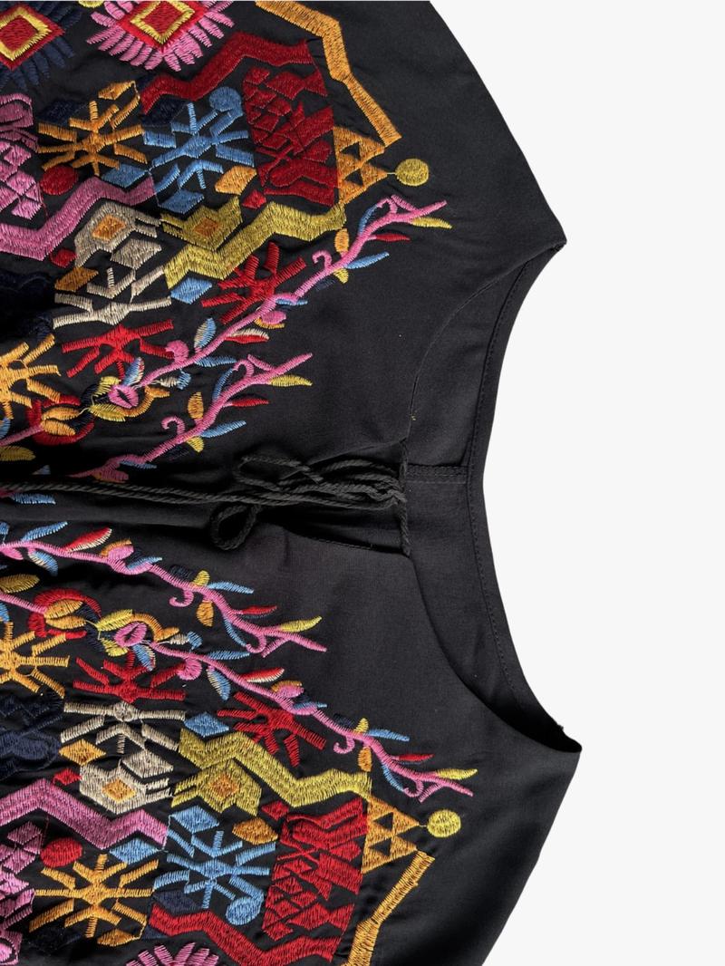 Product Introduction of Plus Size Ethnic Pattern Embroidery Fringe Dress, Plus Boho Tie Neck Long Dress for Summer Beach Vacation, Women's Plus Clothes for Daily Wear, Dresses Summer, Summer Dresses 2025 7