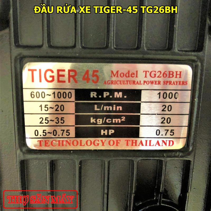 Product Introduction of ĐẦU RỬA XE CAO ÁP THÁI LAN 1HP TIGER 45 TG26BH - MÁY RỬA XE ĐẦU RỜI - BẢO HÀNH 6 THÁNG 14