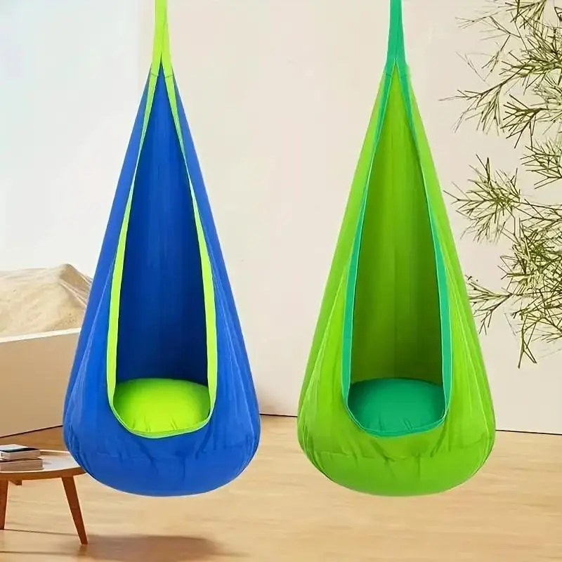 Hammock with Pump, Portable Comfortable Hanging Chair with Inflatable Pillow, Durable Hammock for Indoor & Outdoor Use