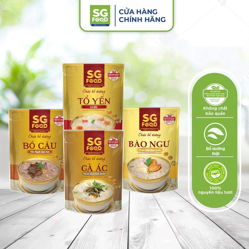 Combo 4 gói cháo bổ dưỡng đủ vị Bồ câu tổ yến gà ác bào ngư