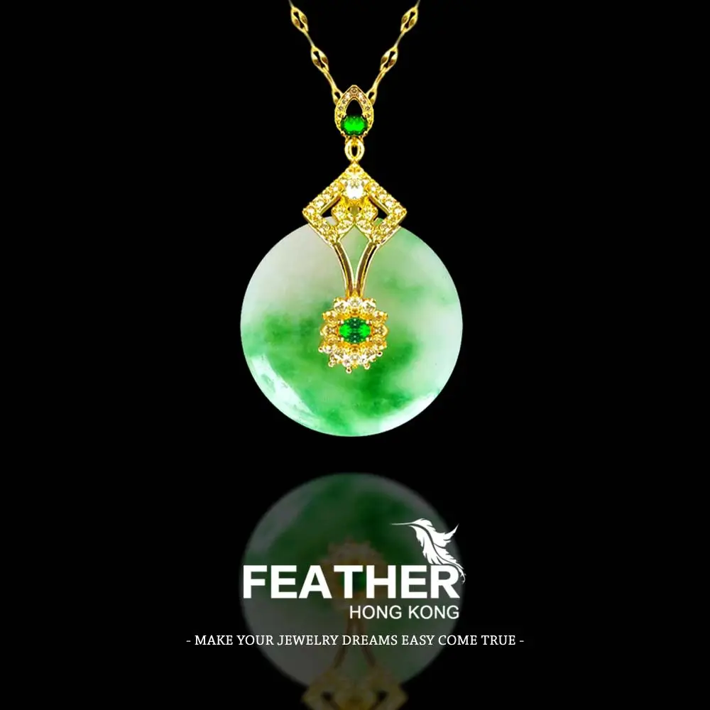 FEATHER HONGKONG - ( FREE KALUNG ) - KUALITAS TINGGI CUSTOM SENDIRI - LIONTIN GIOK WANITA
