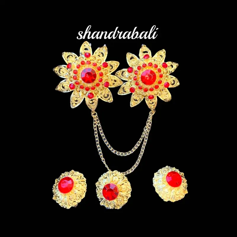 Set Bros Kancing Peniti Kenanga Polos Bulat Aksesoris Perhiasan Baju Adat Kebaya Wedding Alpaka Bali 3