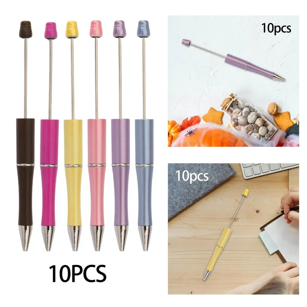 10 Pieces Beadable Pen DIY Party Favor Black Ink Pens Bead Ballpoint Pen for DIY Pen Kits Gift Supplies School Office Students