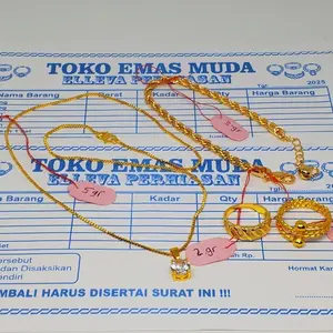 Set Terbaru Perhiasan 8gram Lapis Emas 24k Ada Surat