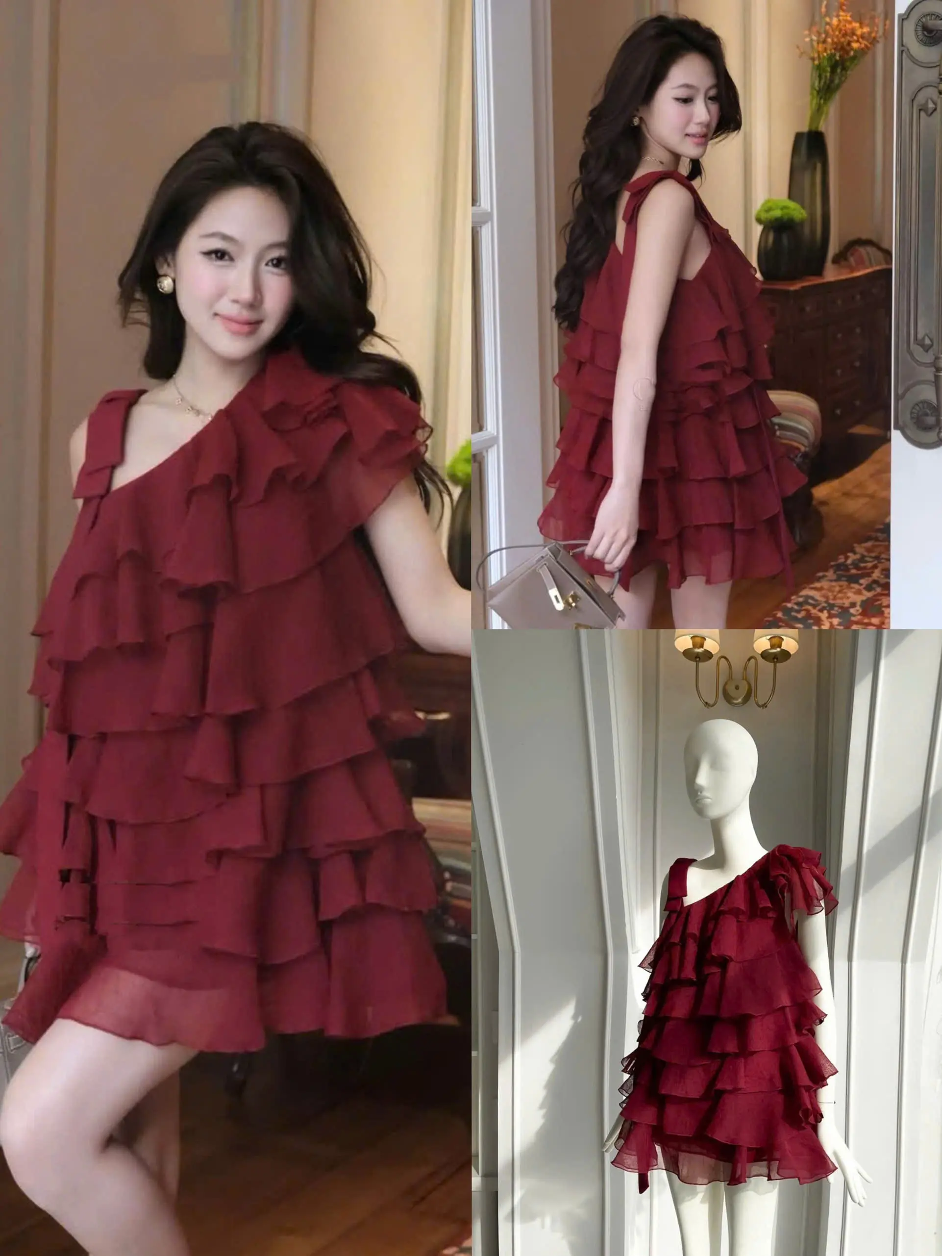 ĐẦM TẦNG, VÁY TẦNG CAMRYN DÁNG XÒA CHẤT LINEN TỔ ONG CAO CẤP