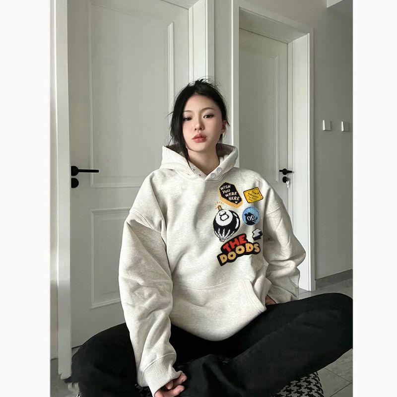 Product Introduction of Áo Hoodie Phong Cách Đường Phố Cho Nam, Phong Cách Năm Mới, In Chữ Mỹ Lót Lông Cừu, Dày Dặn, Dáng Rộng Vừa Vặn, Áo Phong Cách Ins, Dành Cho Nữ 9