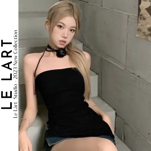 Áo ống nữ Le.lart dáng dài xẻ tà ôm dáng cực đỉnh chất thun cotton màu trơn đơn giản tặng kèm phụ kiện hoa hồng AO22 0