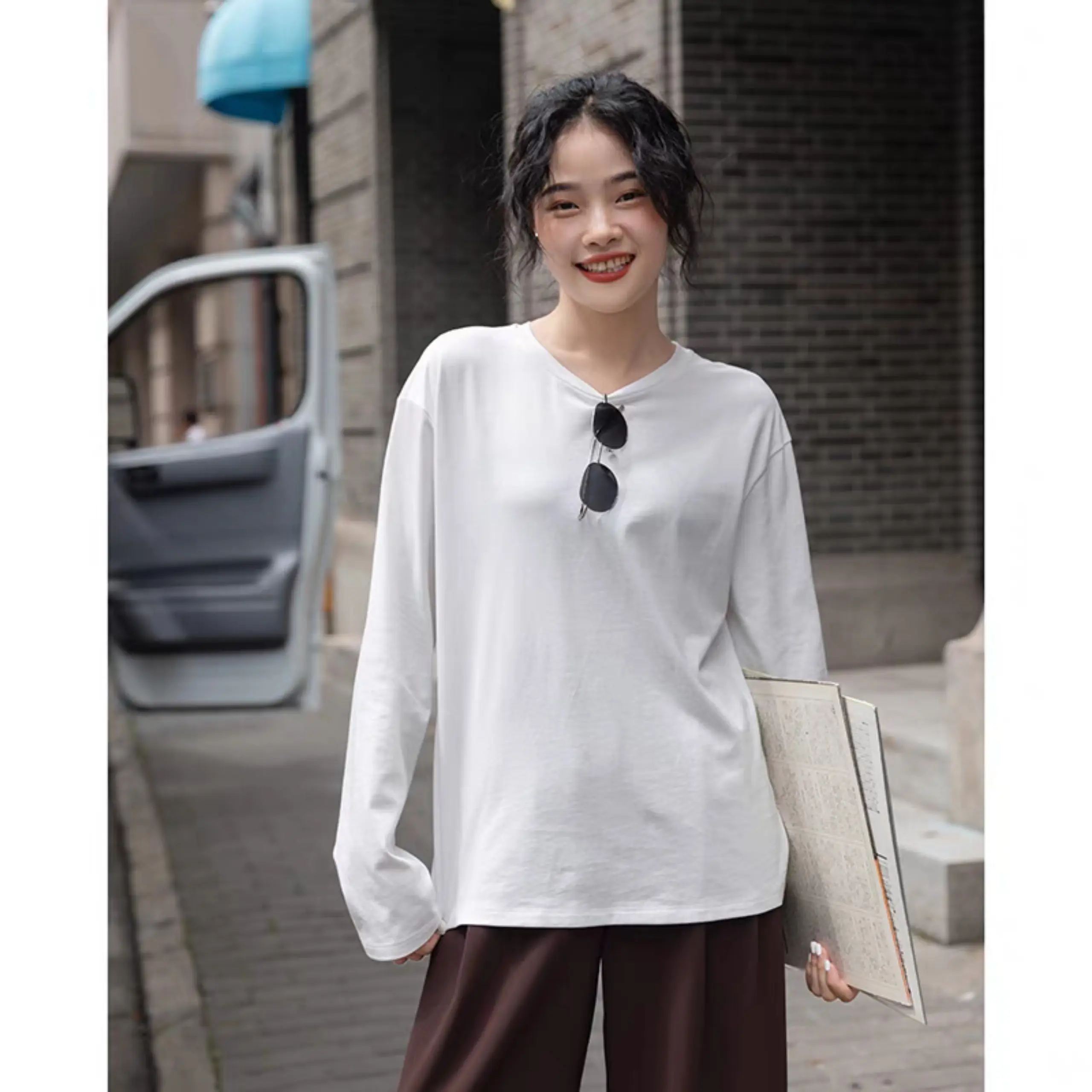 ÁO THUN TAY DÀI  BABYTEE TRƠN VẢI COTTON MỀM MỊN THOÁI MÁI Cổ Tròn Women | BigBuy360 - bigbuy360.vn