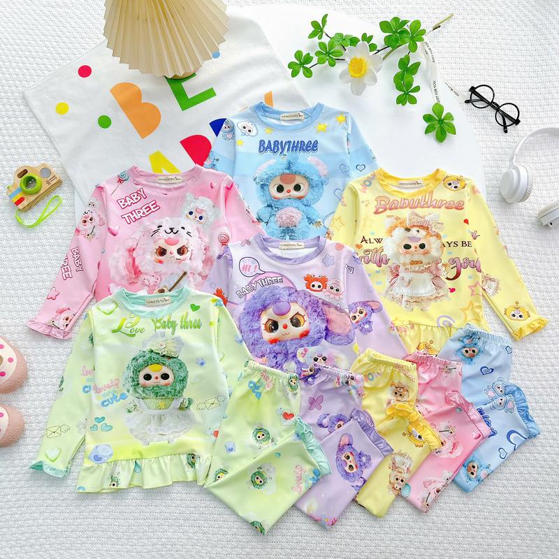 83dx- [Minkoj] Sét quần áo dài tay baby three cho mẹ và bé đủ size từ 7-65kg chất thun lạnh 3D minkoj baby mềm mịn thoáng mát cho bé vận động thoải mái và giữ ấm thời tiết se lạnh hoặc ngủ điều hoà dáng babydoll áo xoè nhún bèo lai áo, bèo tay  bèo quần