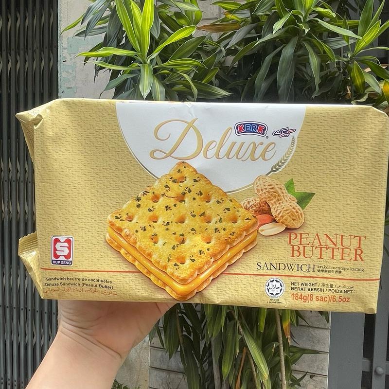 Bánh Quy Kem Bơ Đậu Phộng DELUXE Malaysia - Hộp 184g - 8 gói 0