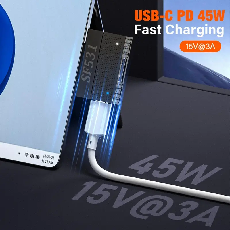 Microsoft Surface Magnetic Charger SF531/SF532 USB Type C PD 45W Adapter 40 Pin USB3.1 HUB 10Gbps Data Power Plug for Surface Pro X 8 7 6 5 4 3 Go Book Fast Charging 2