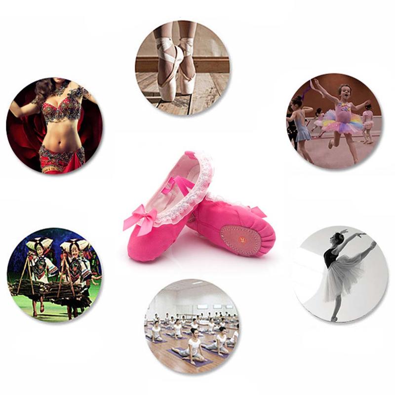 Kid Girls Children Ballet Dance Shoes Women Adult Lace Bow-knot Canvas Soft Sole Ballet Shoes Ballet Slippers #450456 6