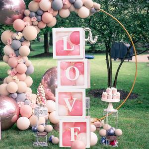 Balloon Box Set, 1 Set Decorative Box Including 4pcs Box & 4pcs Love Letter Balloon, Party Decoration Supplies for Wedding Birthday Party