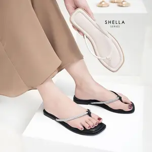 TheMoon.Store - SHELLA SANDALS WANITA Sandal Wanita Jepit Blink Kristal Size 36 - 40 Sendal Teplek Flat Cewek Pergi Jalan Rumahan