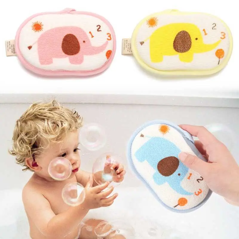Scrubber Towels Cotton Ball Shower Brush Elephant Pattern Infant Children Rub Bath Sponge