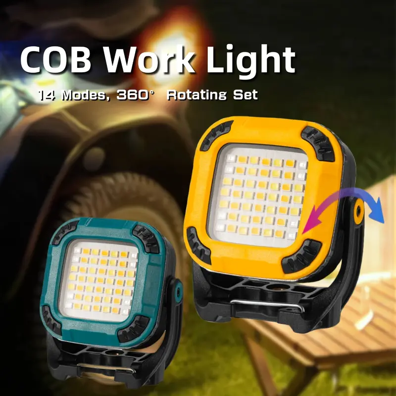 Đèn làm việc COB Cầm Tay Đèn pin EDC, có thể sạc lại, với đầu xoay 360 °, đế từ tính, 14 chế độ, thích hợp để cắm trại, bảo trì và các tình huống khẩn cấp 1