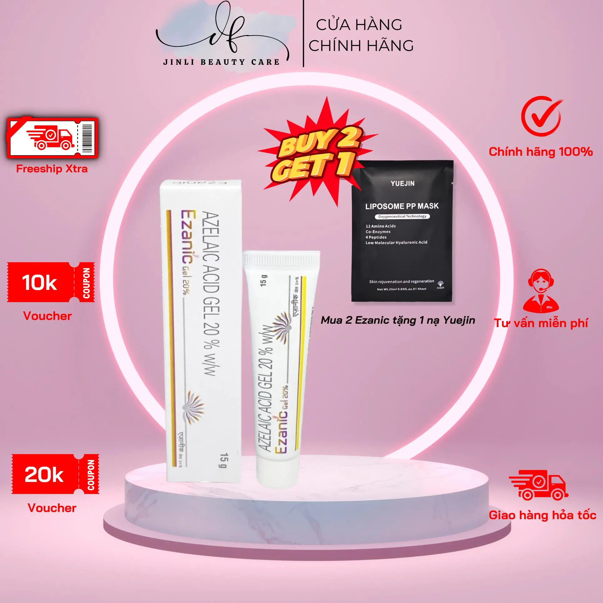 Ezanic Azelaic Acid 20% 15gram - Kem hỗ trợ giảm mụn mờ thâm