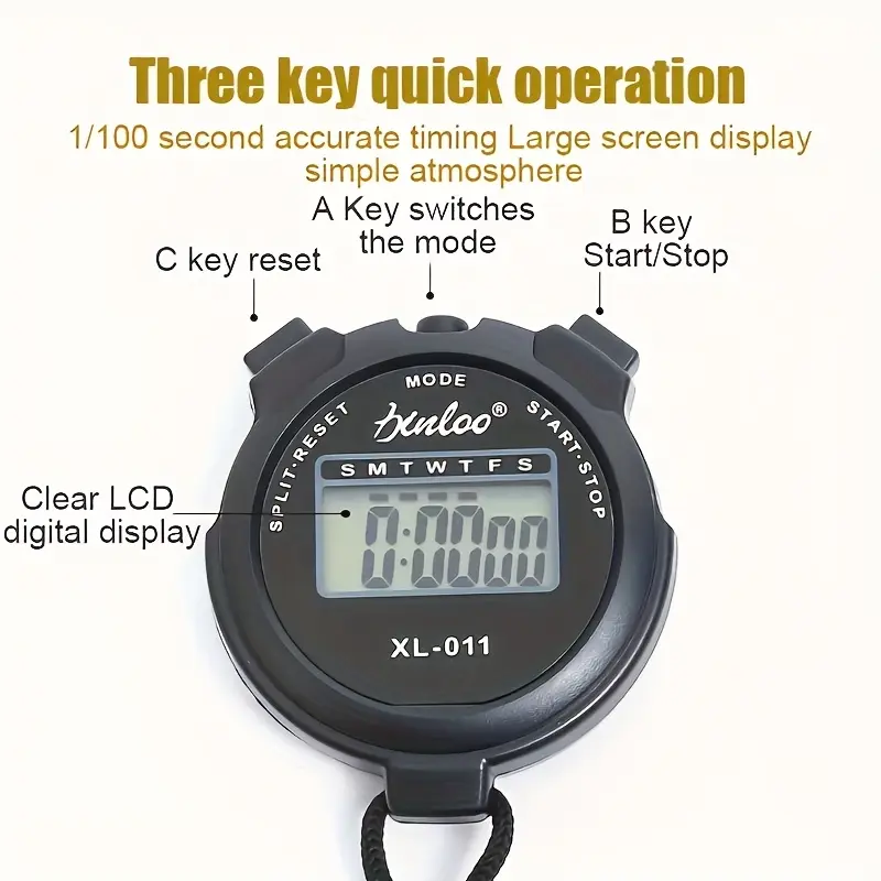 1pc Electronic Stopwatch, Multifunctional, Digital Display, Battery Powered, 36V, ABS Material, Non-rechargeable Button Battery (Diameter20mm), with Referee Timer, for Sports, Fitness, Running, Track and Field Training, Birthday, Christmas 2
