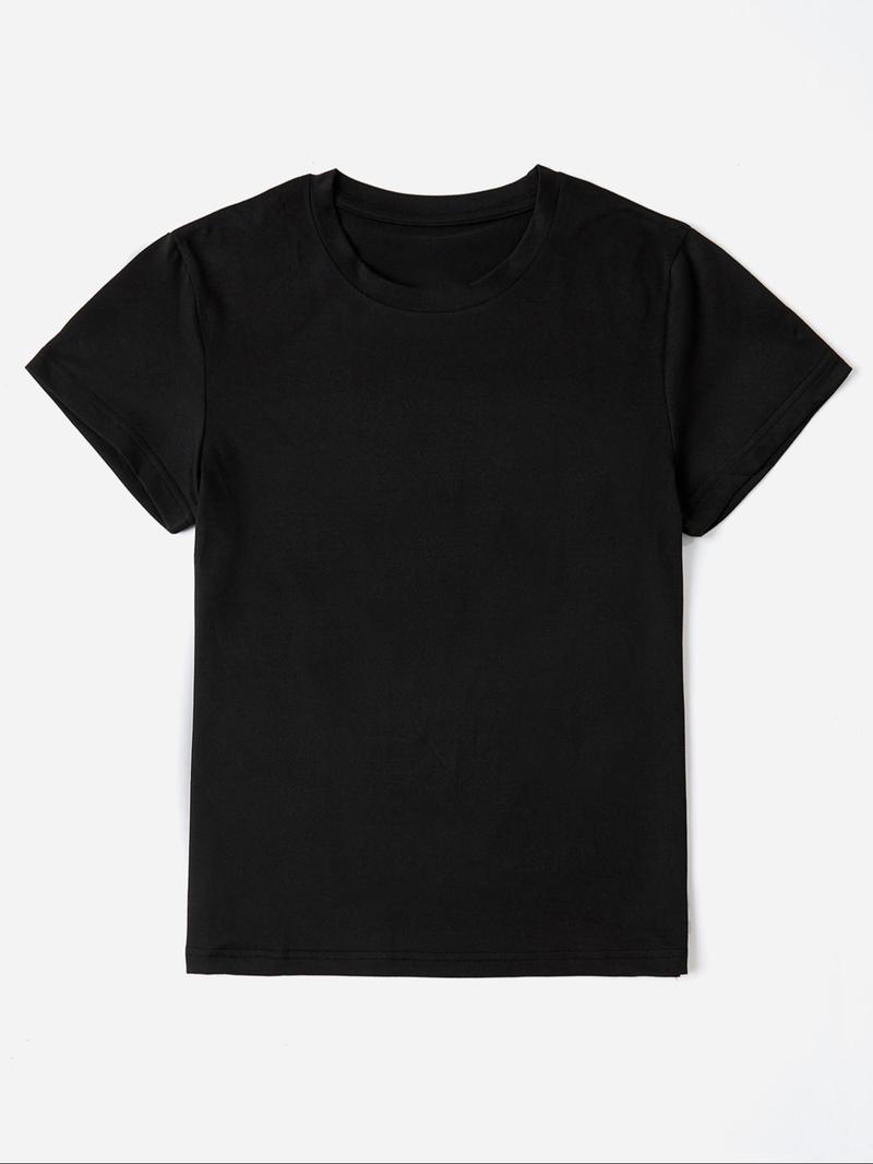 Product Introduction of Women's Letter Print Round Neck Tee, Fashion Casual Short Sleeve T-shirt, Ladies Summer Clothes for Daily Wear 8
