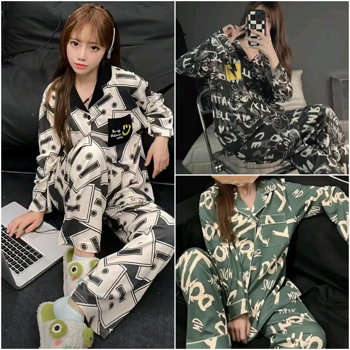 piyama panjang kancing wanita