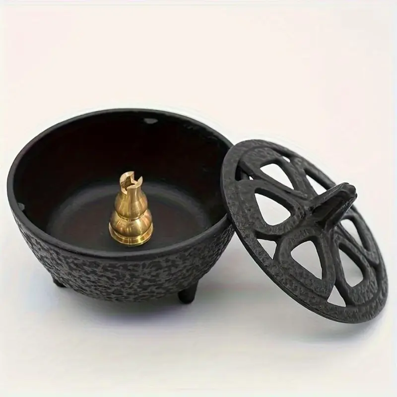 Cast Iron Incense Burner, 1 Count Brass Incense Insert Holder, Home Decoration Versatile Fragrance Holder for Living Room Bedroom Office 3