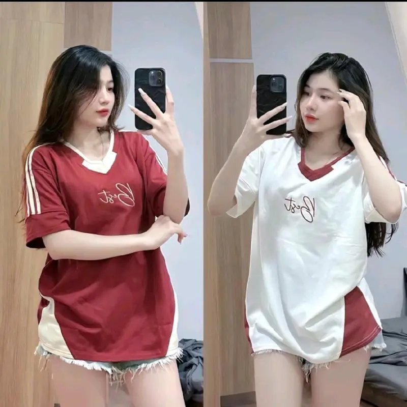 [MỚI ] ÁO PHỐI 16 BEST, cổ tim đôi, tay lỡ, form rộng. Ba màu TRẮNG , ĐEN, ĐỎ ĐÔ Có 3 size M, L, XL Women Top Voi Voan 0