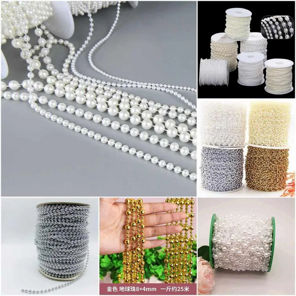 (nhiều mẫu)(1 mét)Dây hạt trai liền nhiều size, Nguyên liệu làm trang sức cổ trang, Nguyên liệu diy