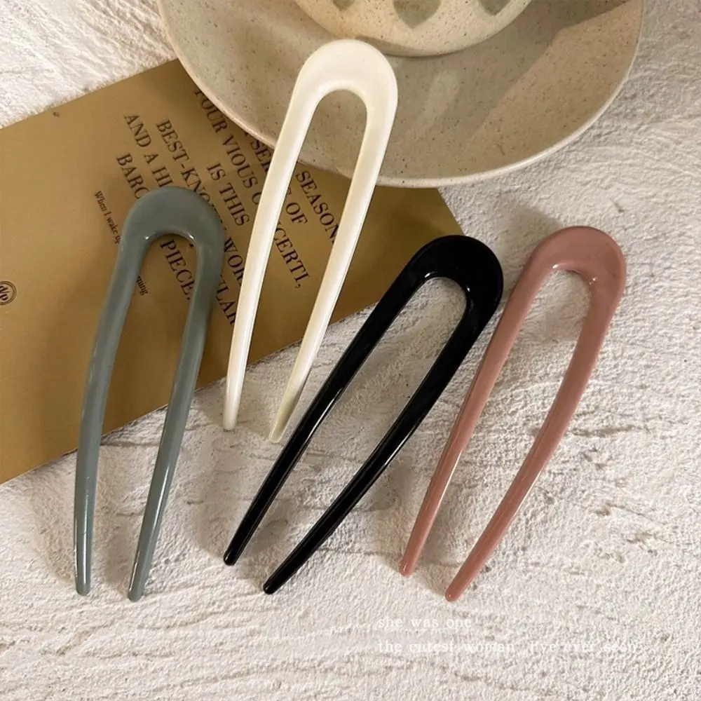 Retro PVC New Chinese Style Hairpin U-shaped Design Multi-color U-shaped Hairpin Chinese Style Hair Comb Generic