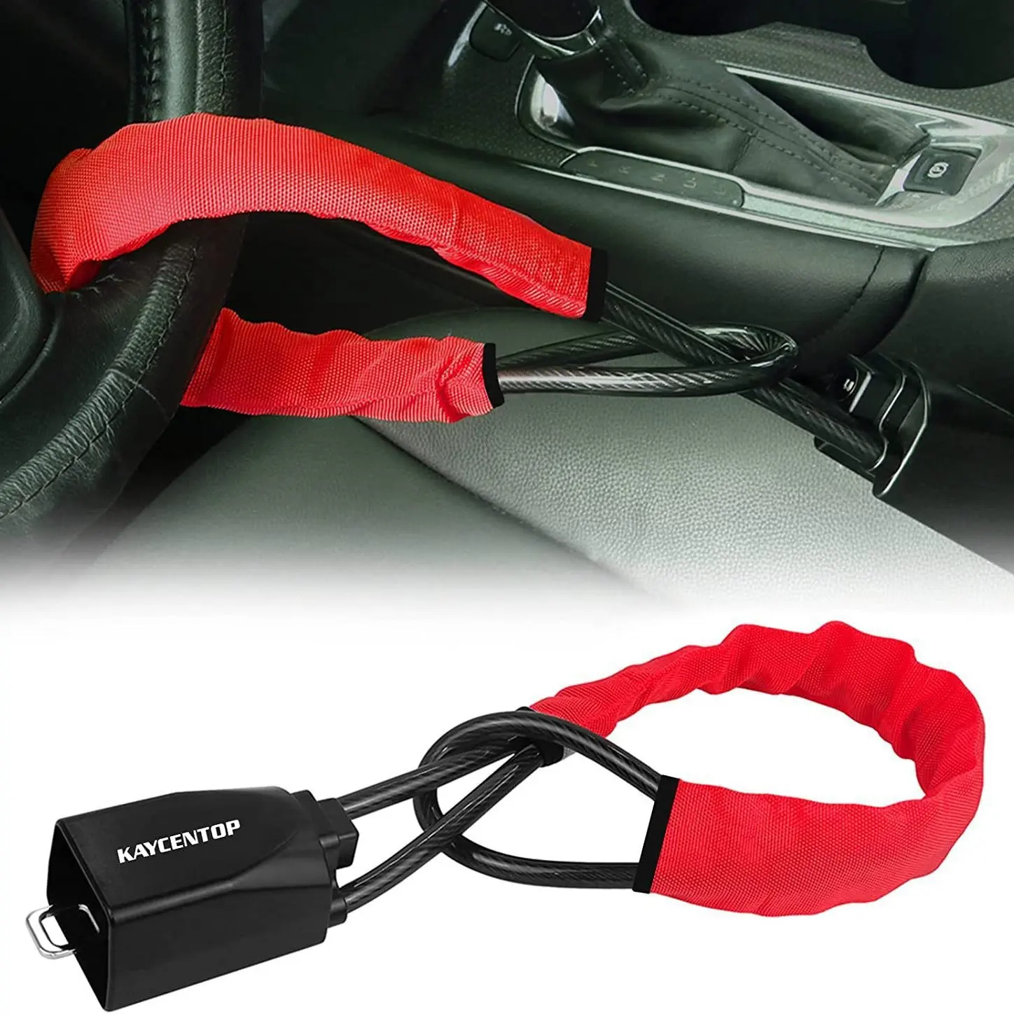 Hot Sale Motor Steering Wheel Lock New Universal Safety Belt Shackle Rope Lock Car Steel Cable Security Lock