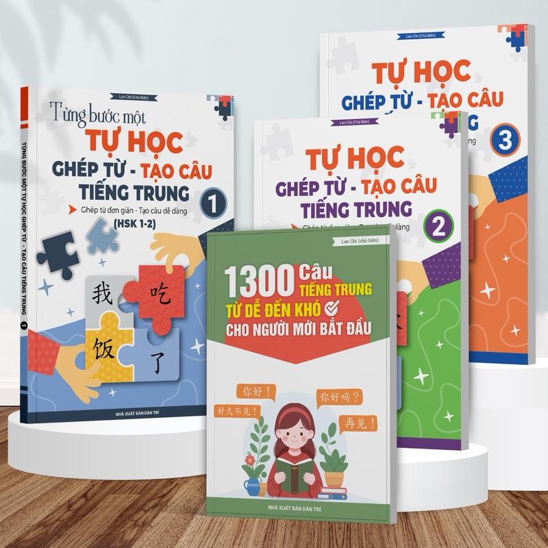 COMBO GIAO TIẾP TIẾNG TRUNG TIẾNG TRUNG ( BỘ SÁCH TỰ HỌC GHÉP TỪ-TẠO CÂU TIẾNG TRUNG VÀ SÁCH 1300 CÂU TIẾNG TRUNG TỪ DỄ ĐẾN KHÓ CHO NGƯỜI BẮT ĐẦU) có file luyện nghe