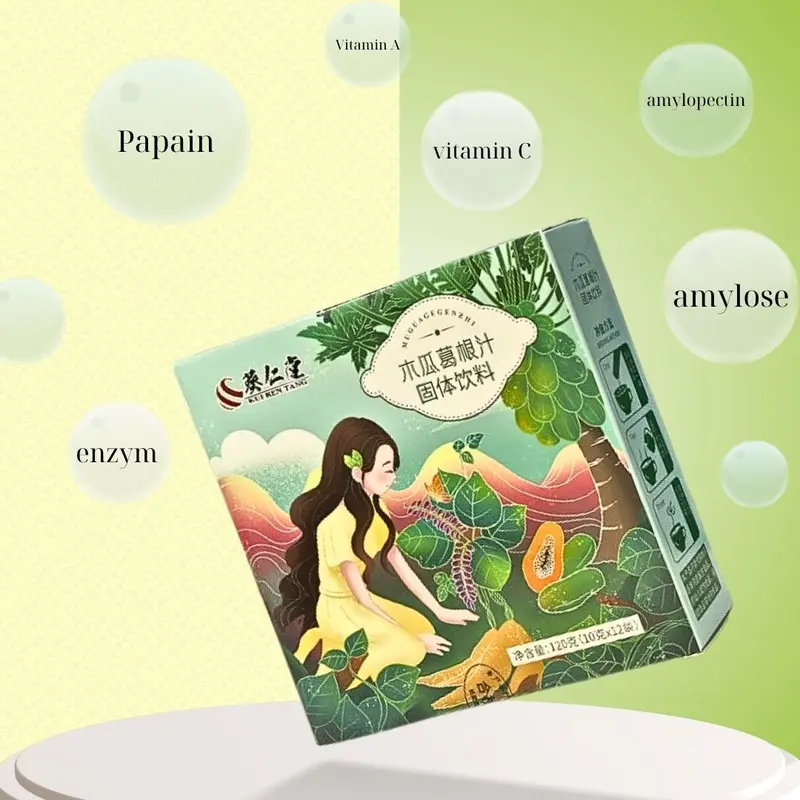 Y-[Sản phẩm bột đu đủ sắn dây - Vẻ đẹp tự nhiên cho phái đẹp] Hộp 12 gói*10g, kết hợp kỷ tử, hoa hồng chứa chứa nhiều dưỡng chất vitamin, sản phẩm an toàn lành tính 4