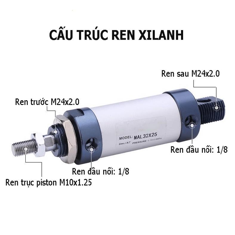 xi lanh tròn khí nén MAL phi 32 hành trình 25/50/75... đầy đủ kích cỡ hàng chuẩn 3