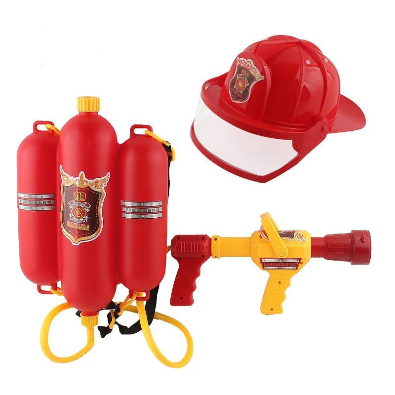 Kids Firefighter Costume Toddler Fireman Dress Up Halloween Cosplay Career Suit with Hose and Whistle Party Birthday Gift 8