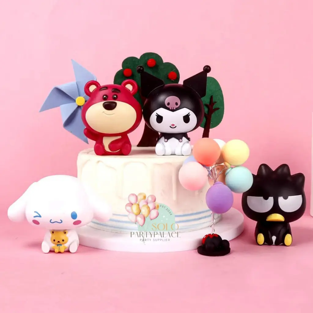 ECER CAKE TOPPER DEKORASI KUE ULANG TAHUN 3D FIGURE HK KUROMI MY MELODY XMAS HIASAN KUE BAHAN GANTUNGAN KUNCI KEYCHAIN KARAKTER TANPA KEY CHAIN HOOK