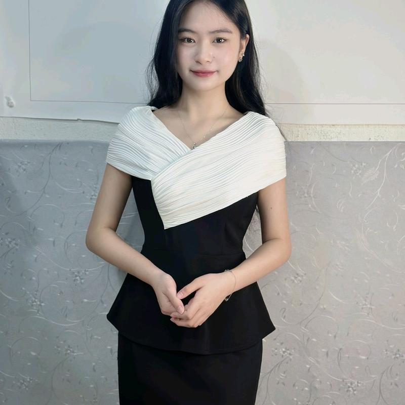 Áo thiết kế SM03 chất liệu tuyết nhung phối thun gân cách điệu