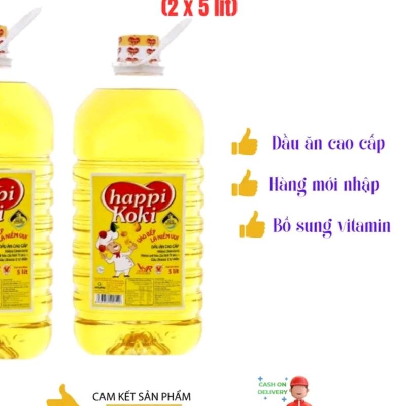 (2 Can) Dầu ăn cao cấp Happi Koki can 5 lít (tổng 10 lít) dầu  không mỡ