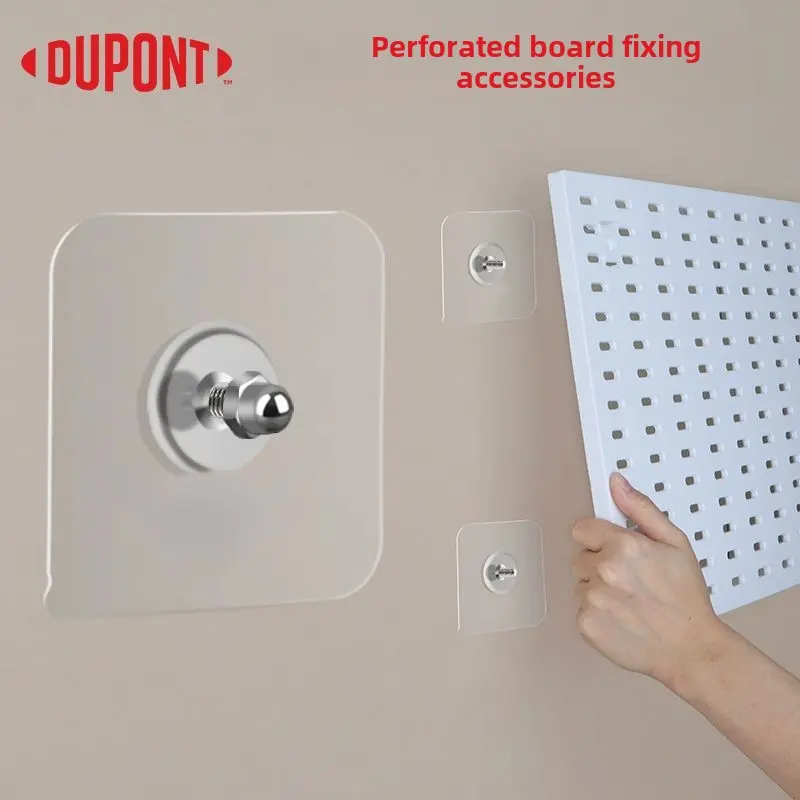 No-Drill Dupont Pegboard Kit – Jumbo Adhesive Wall Panel With Extended Screws, Heavy Duty Hanging Shelf For Kitchen & Bathroom