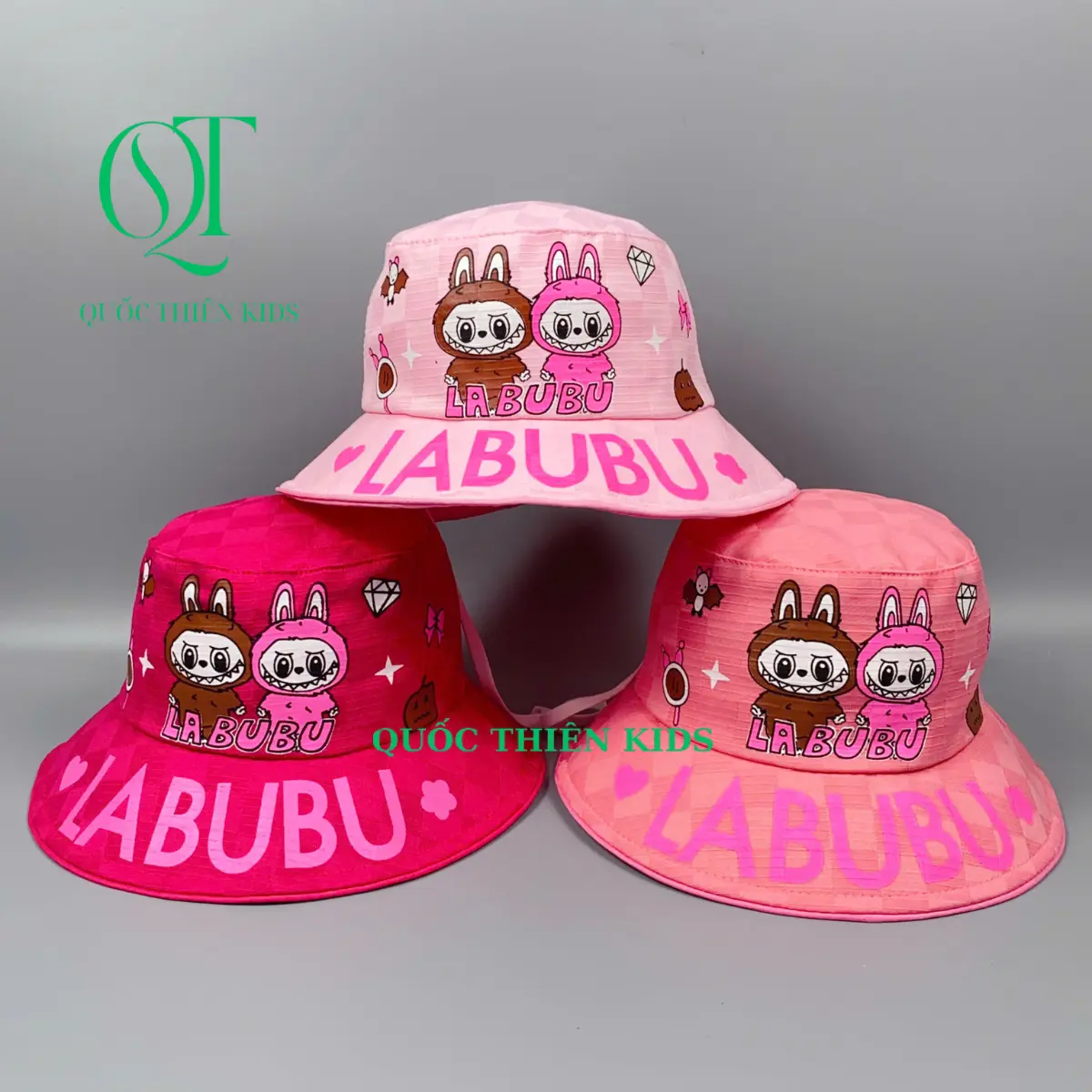 [Mũ nón trẻ em 2-6 tuổi ] Mũ tai bèo in hình LABUBU , nón vành LABUBU vải xô 2 lớp dễ thương cho bé - Ms QT43