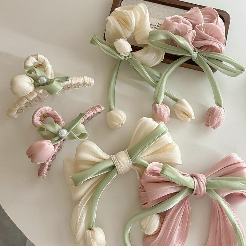 Kẹp Tóc Ruy Băng Hoa Tulip, Thời Trang Và Thanh Lịch, Dành Cho Phụ Nữ Và Trẻ Em Gái Women 0