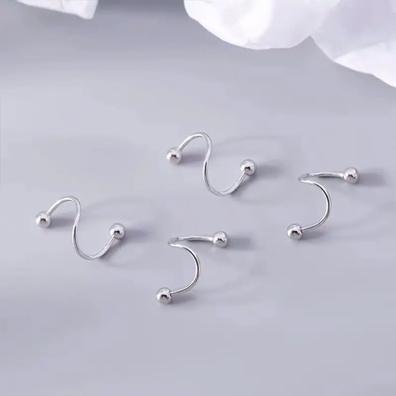 【Sktlz Barang akan dikirim dalam 24 jam】Anting musim semi sederhana wanita Retro Hong Kong Style ceruk pribadi anting spiral lapisan ganda anting 5