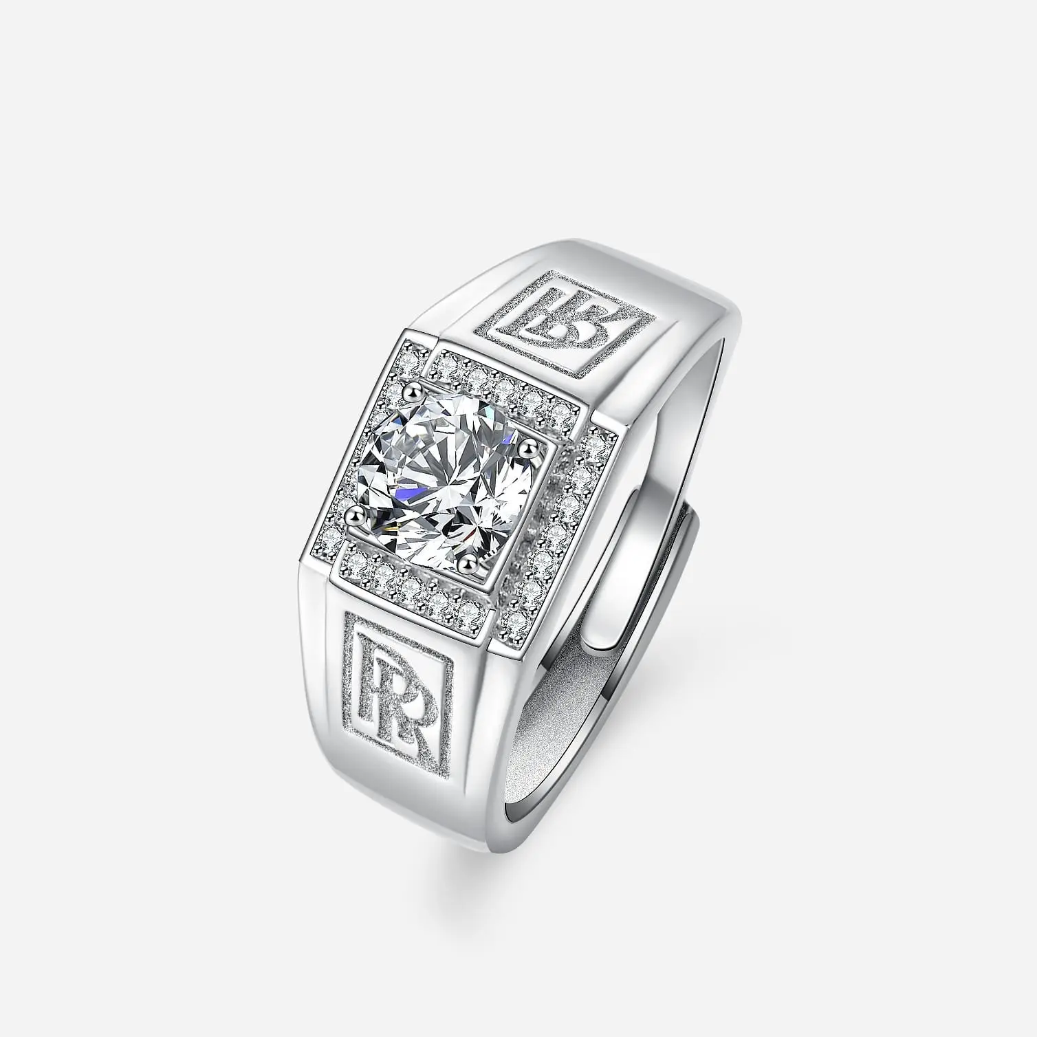 Cincin Pria Terbaru 2.0 Ct Ring Perak Sterling Silver 925 Berlian Moissanite Lapis Platinum Klasik Rolls-Royce