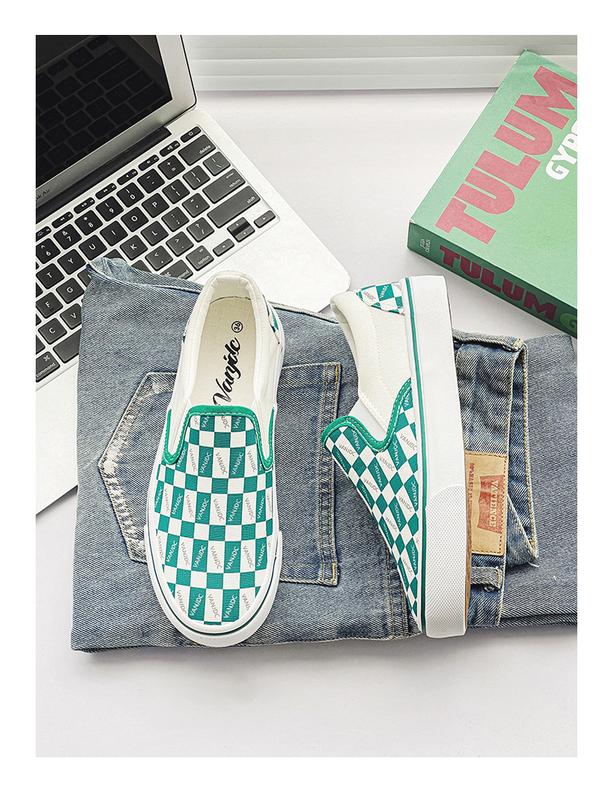 Product Introduction of Women's Plaid Canvas Shoes, Casual Flat Shoes, Low-top Non-slip Wear-resistant Canvas Shoes for Students and Couples 43